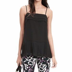 Banana Republic Black Pleated Chiffon Camisole Top‎